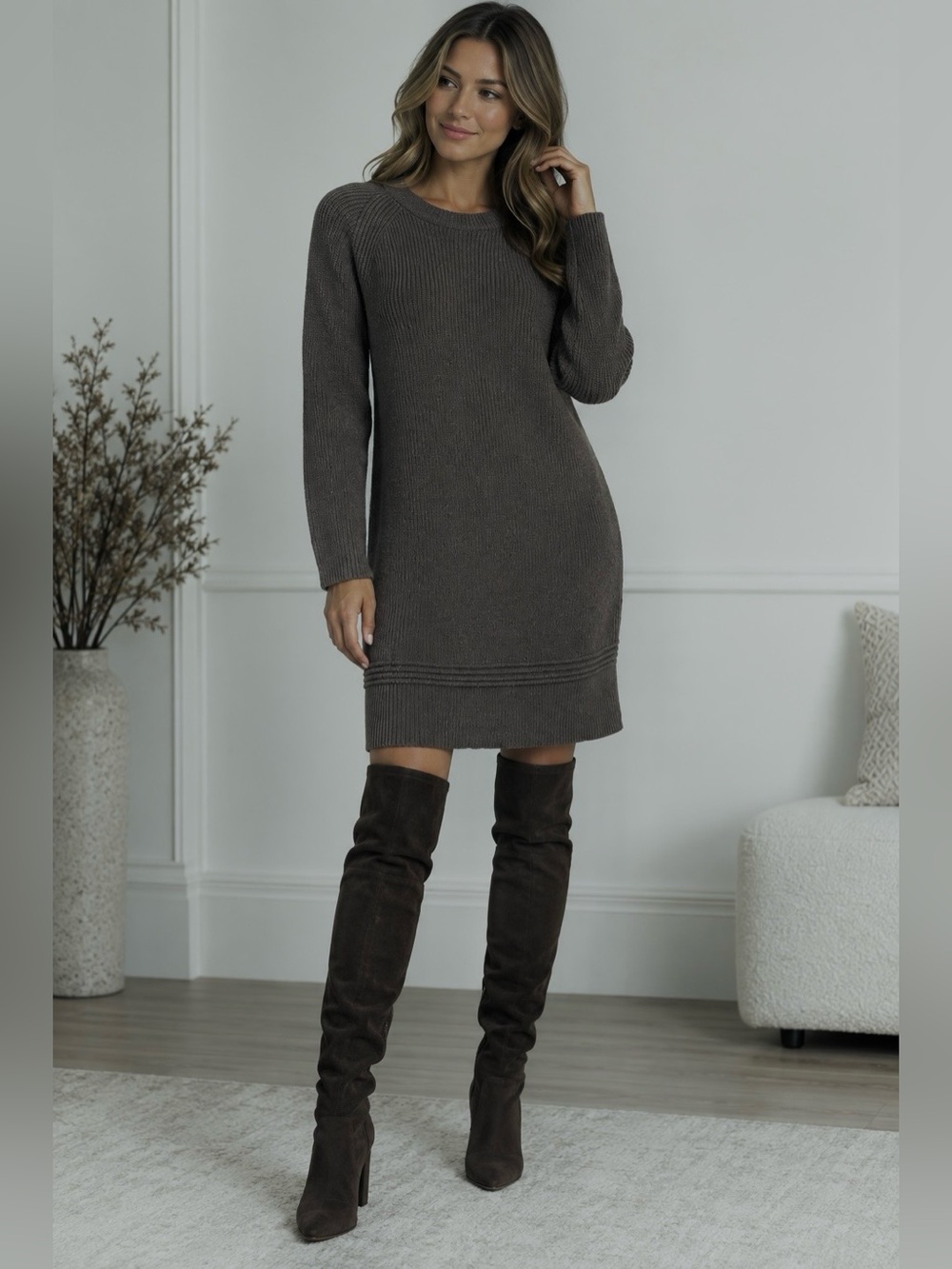 Banana Republic Gray Cotton Sweater Dress size small